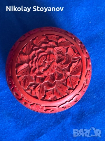 Китайска кутийка от цинобър - ръчно гравирана