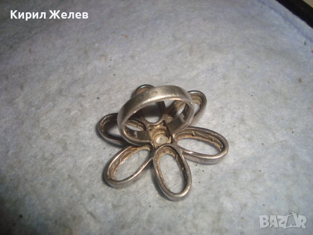 ФЛОРАЛЕН СРЕБЪРЕН АРТ ПРЪСТЕН СРЕБРО 925 ЦВЕТЕ МАРГАРИТКА ПРЕКРАСНА МАЙСТОРСКА ИЗРАБОТКА 27177, снимка 7 - Пръстени - 36795452