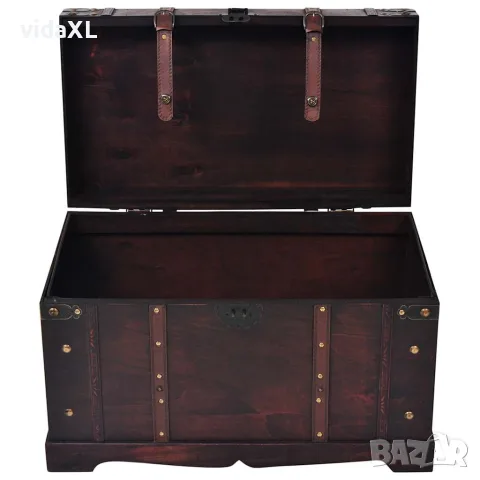 vidaXL Винтидж сандък за съкровища, дърво, 66x38x40 см, снимка 4 - Скринове - 56146380