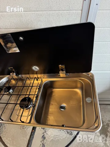 Комбинация готварска печка-мивка със стъклен капак  CAN (неръждаема стомана) (Чисто нов) , снимка 2 - Газови котлони - 48456765