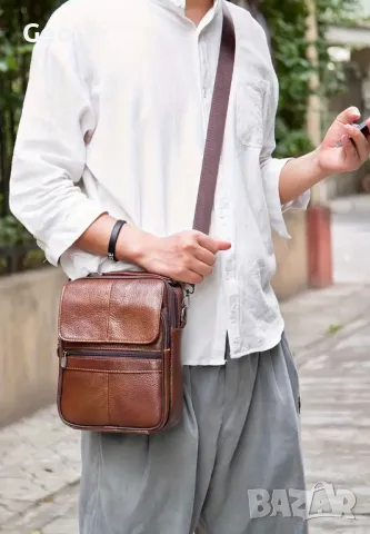 Мъжка функционално/ежедневна чанта /Естествена кожа в три модерни цвята!, снимка 5 - Чанти - 49293637