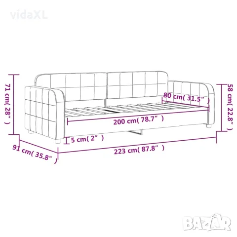 vidaXL Кушетка, тъмносива, 80x200 см, кадифе, снимка 8 - Спални и легла - 56147267