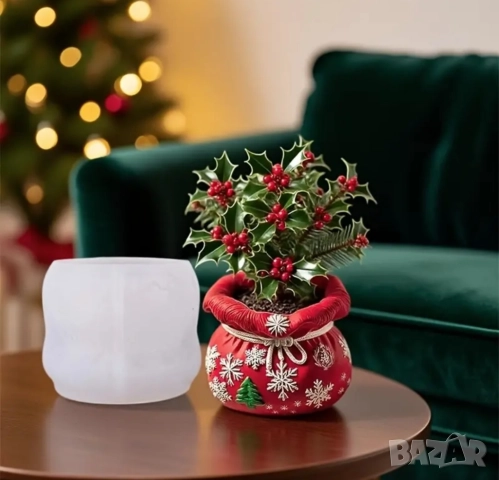 Молд кашпа коледен чувал , снимка 3 - Форми - 51500604