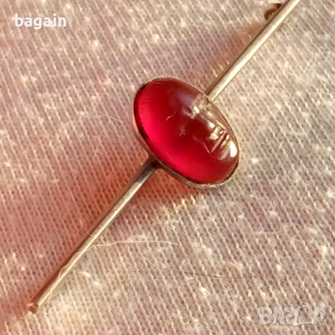 Мусолини, камея, карнеол, сребро. Брошка., снимка 2 - Антикварни и старинни предмети - 53104527