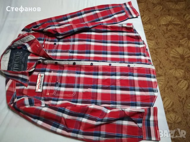 Мъжка риза в червено каре с дълъг ръкав, снимка 9 - Ризи - 35487065