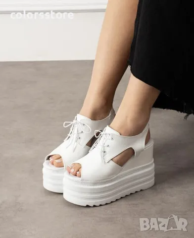 Сандали на платформа - бяла кожа - SJN88, снимка 2 - Сандали - 33256564