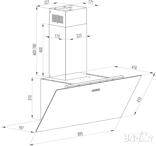абсорбатор Cecotec 90 см Bolero Flux DM 906500, черно стъкло, снимка 10 - Абсорбатори - 55920076