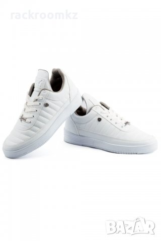 Мъжки кецове изцяло в бял цвят с равна подметка, снимка 4 - Кецове - 39385162