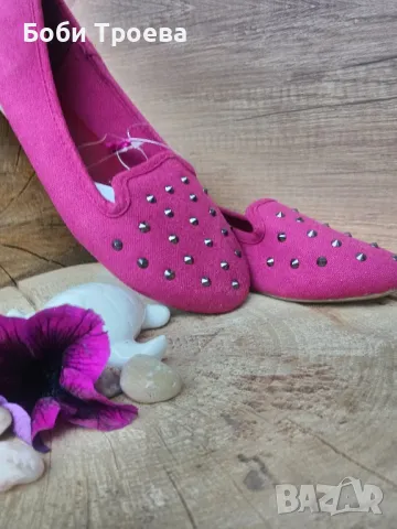 Обувки тип балеринки, от изчистен материал-заоблена предна част, снимка 1