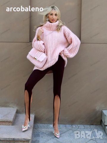 Дамски модерен нов пухкав пуловер с дълъг ръкав, 4цвята - 023 , снимка 3 - Блузи с дълъг ръкав и пуловери - 42843370