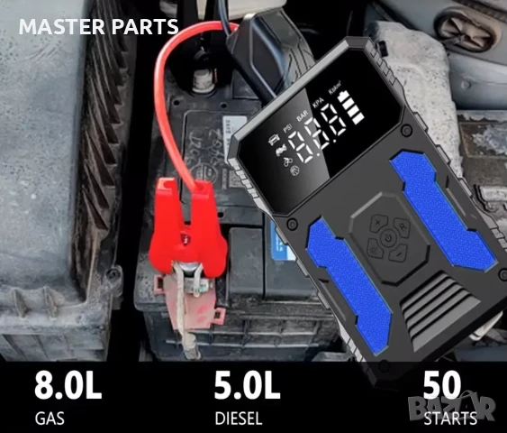 Мощен Джъмп Стартер 5000A , 37000mWh Компресор, Power Bank, Къмпинг., снимка 4 - Части - 50921415