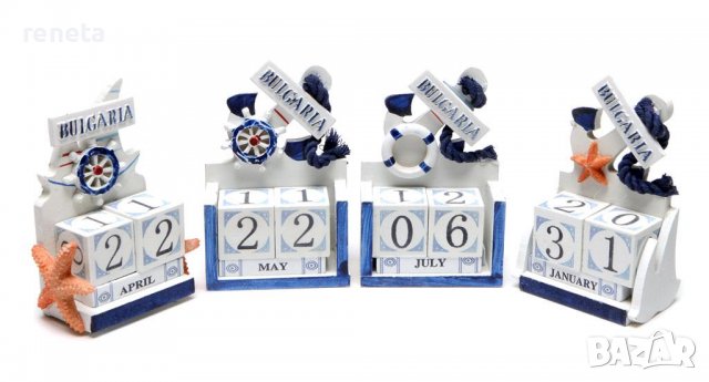 Морски сувенир , Вечен календар, Дървен, 7х12х4.5 см, снимка 1