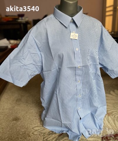 Синя мъжка риза с къс ръкав, снимка 4 - Ризи - 34914194
