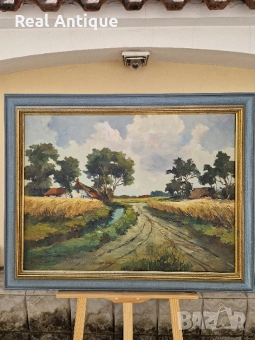 Масло картина автор пейзаж платно рамка , снимка 3 - Картини - 51558481