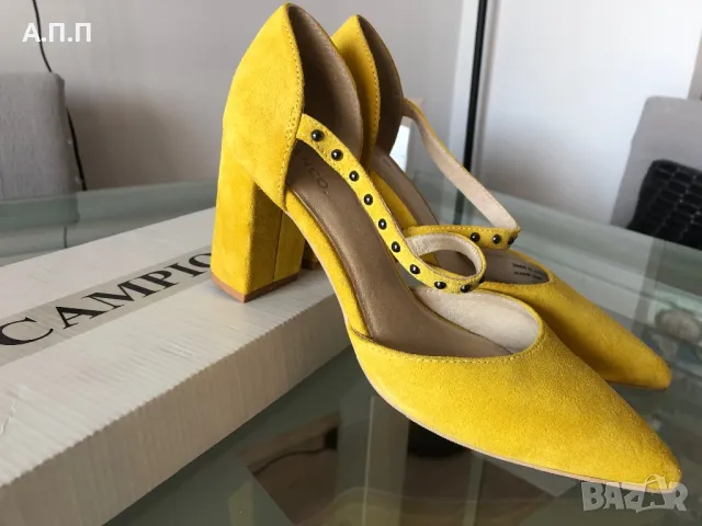 Жълти обувки на ток Bianco , снимка 4 - Дамски елегантни обувки - 48327572
