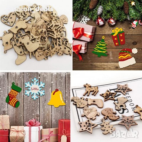 Нов комплект Дървена украса Висулки за Направи си сам занаяти Декорация Изкуство, снимка 5 - Други - 39347549