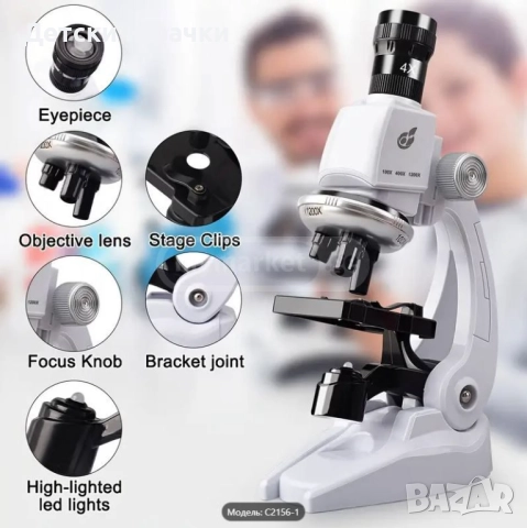 Детски Микроскоп с аксесоари 100х-1200х, снимка 5 - Образователни игри - 52633961