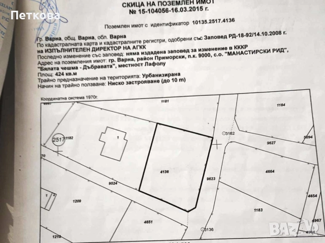 Манастирски рид! С ПУП - ПРЗ! Равен, ограден, ток и вода на граница!, снимка 2 - Парцели - 51744750
