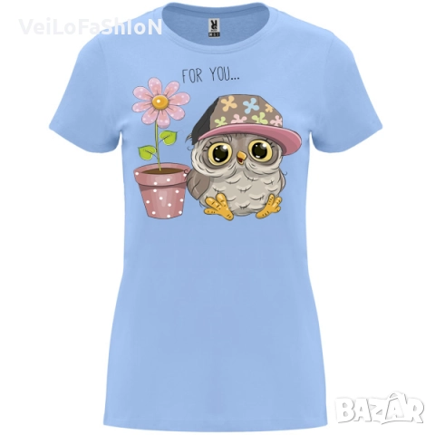 Нова дамска тениска с Бухалче - For you , снимка 2 - Тениски - 45079265