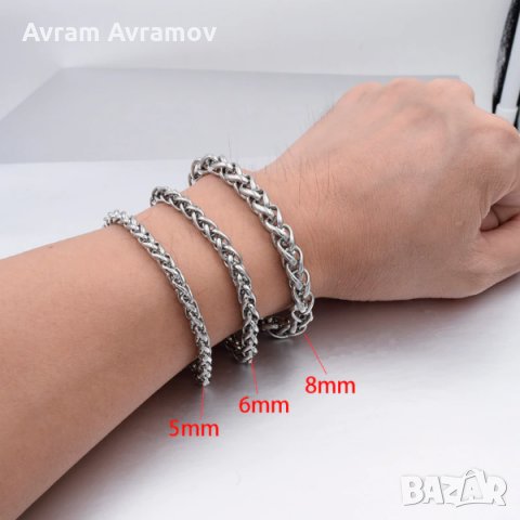 Гривна от медицинска стомана сребърно покритие - 30 грама., снимка 2 - Гривни - 29483000