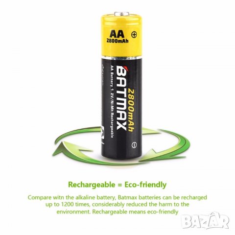 Комплект 4 броя презареждаеми батерии AA, акумулаторни батерии АА с капацитет 2800mAh 1,5V, AA, 1.5v, снимка 2 - Друга електроника - 32017800