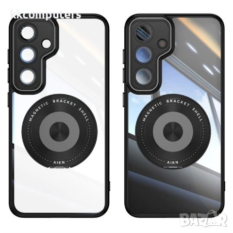 Магнитен Калъф за Samsung Galaxy A37 5G с Въртящ се Пръстен - PC+TPU, 360° стойка, Със стъкло, 6 цвя, снимка 7 - Калъфи, кейсове - 54053313