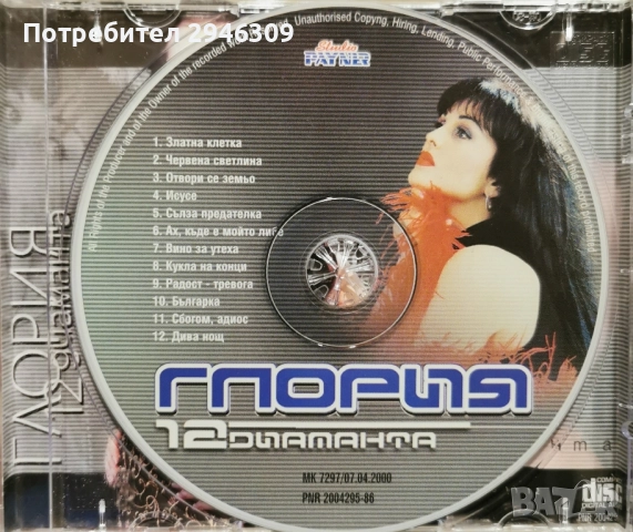 Глория - 12 диаманта(2000), снимка 3 - CD дискове - 51835930
