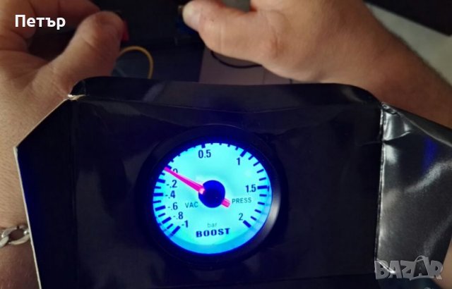 Механичен бустметър 2 бара 52мм, Уникална подсветка, ТОП ЦЕНА, буустметър, Boostmeter