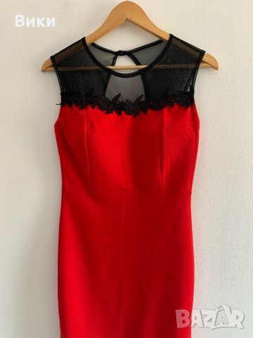 Много красива червена рокля с черна дантела, снимка 4 - Рокли - 29085304