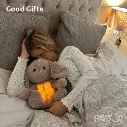 Интерактивно Плюшено дишащо зайче, Плюшена играчка за сън, снимка 4 - Плюшени играчки - 48422720