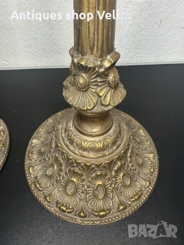 Чифт бронзови свещници №7058, снимка 3 - Антикварни и старинни предмети - 50700513