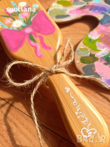 Ръчно рисувани четки за коса, снимка 5 - Подаръци за жени - 53785399