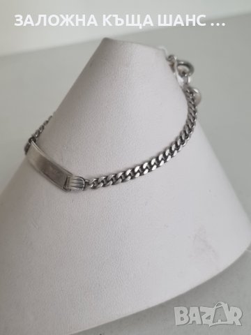 Сребърна гривна с плочка и висулка сърце 925 проба , снимка 3 - Гривни - 40687655