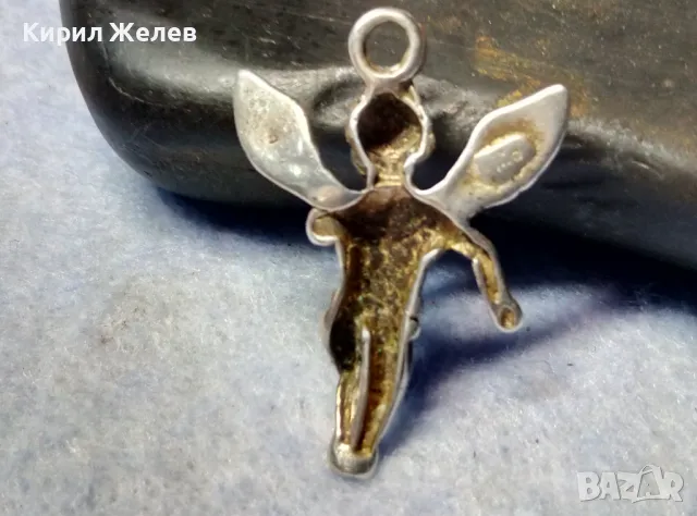 ФИГУРАЛЕН СРЕБЪРЕН ПЕНДАНТ АМУРЧЕ / АНГЕЛЧЕ СРЕБРО 925 РЪЧНА АР НУВО СТИЛ МАЙСТОРСКА РАБОТА 19466, снимка 12 - Колиета, медальони, синджири - 50056528