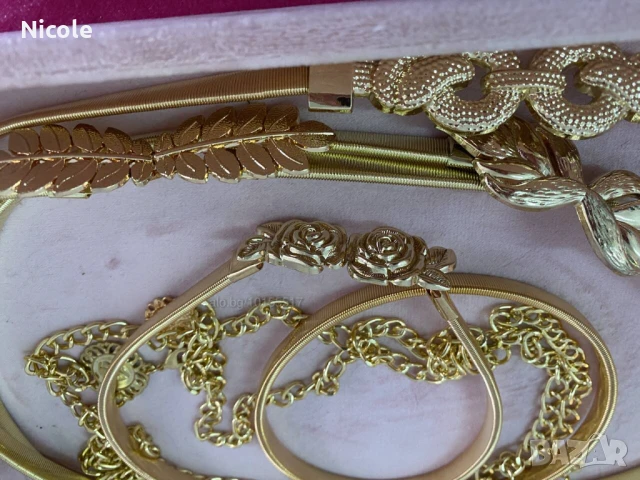 Уникални дамски колани-златни, сребърни, перлени, еластични, с регулиране на закопчаването, снимка 4 - Колани - 50830001