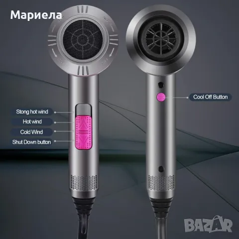 Йонен сешоар AC мотор / Професионален / Дифузер и 2 концентратора, снимка 5 - Сешоари - 47627356