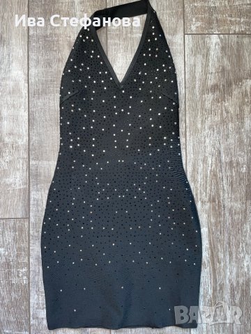 Черна бандажна къса рокля с камъни сваровски-Swarovski Crystal, снимка 13 - Рокли - 26748945