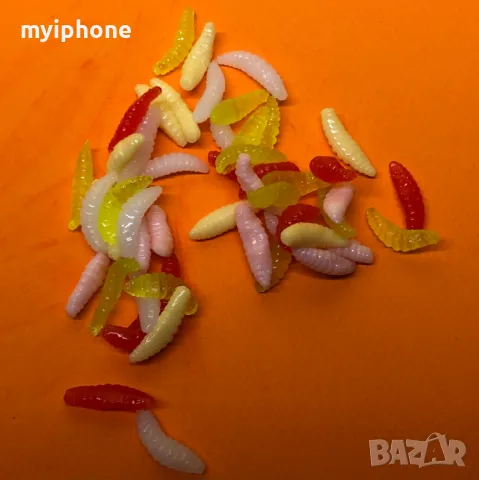 50 броя 2cm 0.3g  Мека риболовна примамка Червей Светещи Камоли  Рибни примамки, снимка 3 - Стръв и захранки - 48495728