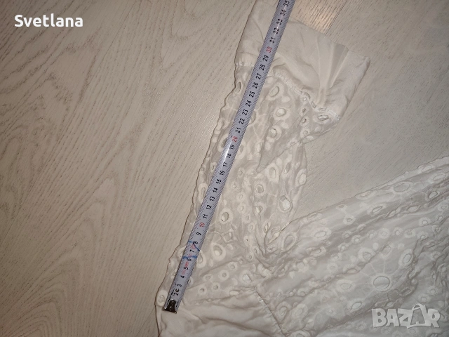 Бяла дамска блуза от 100% памук/коприна, снимка 4 - Туники - 54117485