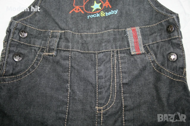 Kitchoun дънков гащеризон с памучна подплата, размер 9-12 м., снимка 6 - Бебешки гащеризони - 50871581