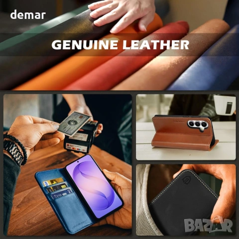 Калъф-портфейл от естествена кожа SHIELDON за Galaxy S26+ Plus, магнитен, RFID блокиране, снимка 9 - Калъфи, кейсове - 53945140