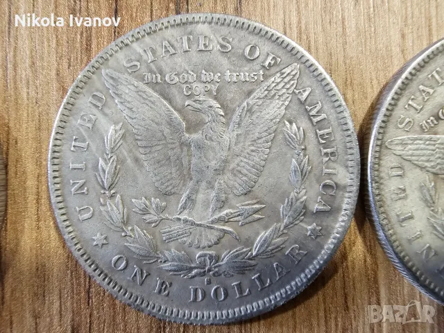 Американски долар | 1 Dollar Morgan | винтидж сувенирна колекционерска монета | посребрена |подарък, снимка 5 - Нумизматика и бонистика - 56246209