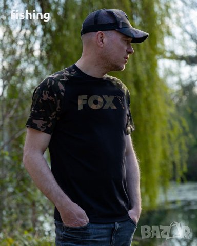 Тениска Fox Raglan T-Shirt Black & Camo, снимка 4 - Екипировка - 36708377