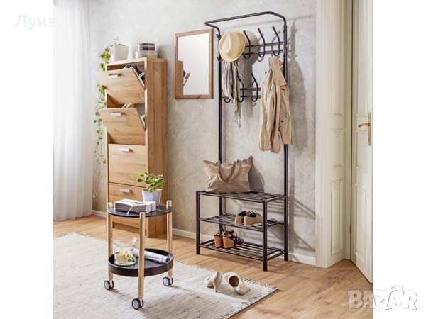 Голяма стоманена закачалка+2 рафта за обувки, снимка 5 - Закачалки - 30059289