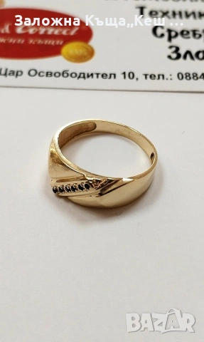Златен пръстен 14К.Тегло 3.25 гр.Размер 61.Цена 265 €., снимка 2 - Пръстени - 54251788