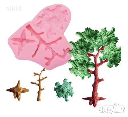 Дърво на части силиконов молд форма декорация торта фондан шоколад гипс