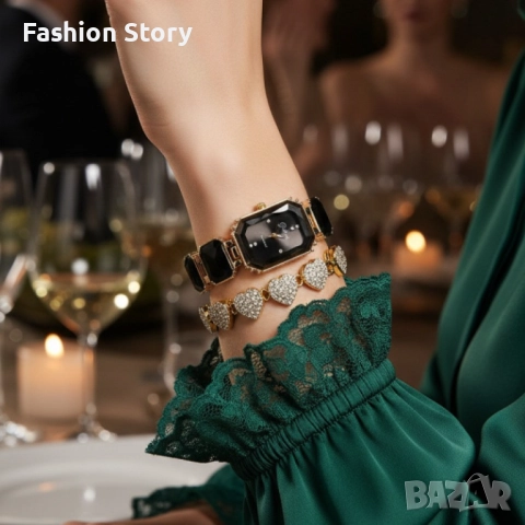 Дамски комплект часовник с кварцов механизъм и гривна, снимка 3 - Дамски - 51935386