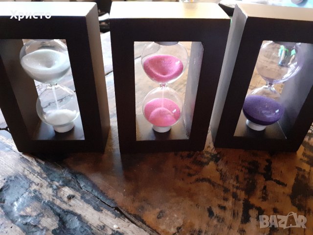 пясъчен часовник дърво и стъкло с различен цвят пясък , снимка 3 - Други - 16934100