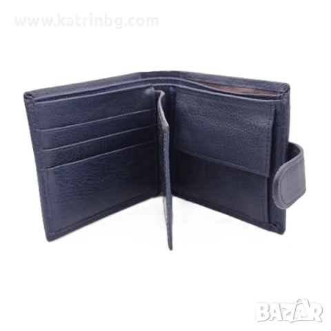 Мъжки комплект – тъмносин колан и портфейл от естествена кожа, снимка 2 - Подаръци за мъже - 51641704