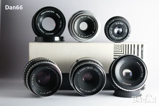 Лот М42 обективи - Pancolar 1,8/50, Tessar 2,8/50, Pentacon 1,8/50, Primotar 3,5/50, Industar 50mm